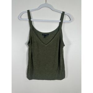 Banana Republic Olive Green Ramie Rayon V Neck Knit Sweater Tank Top Size M